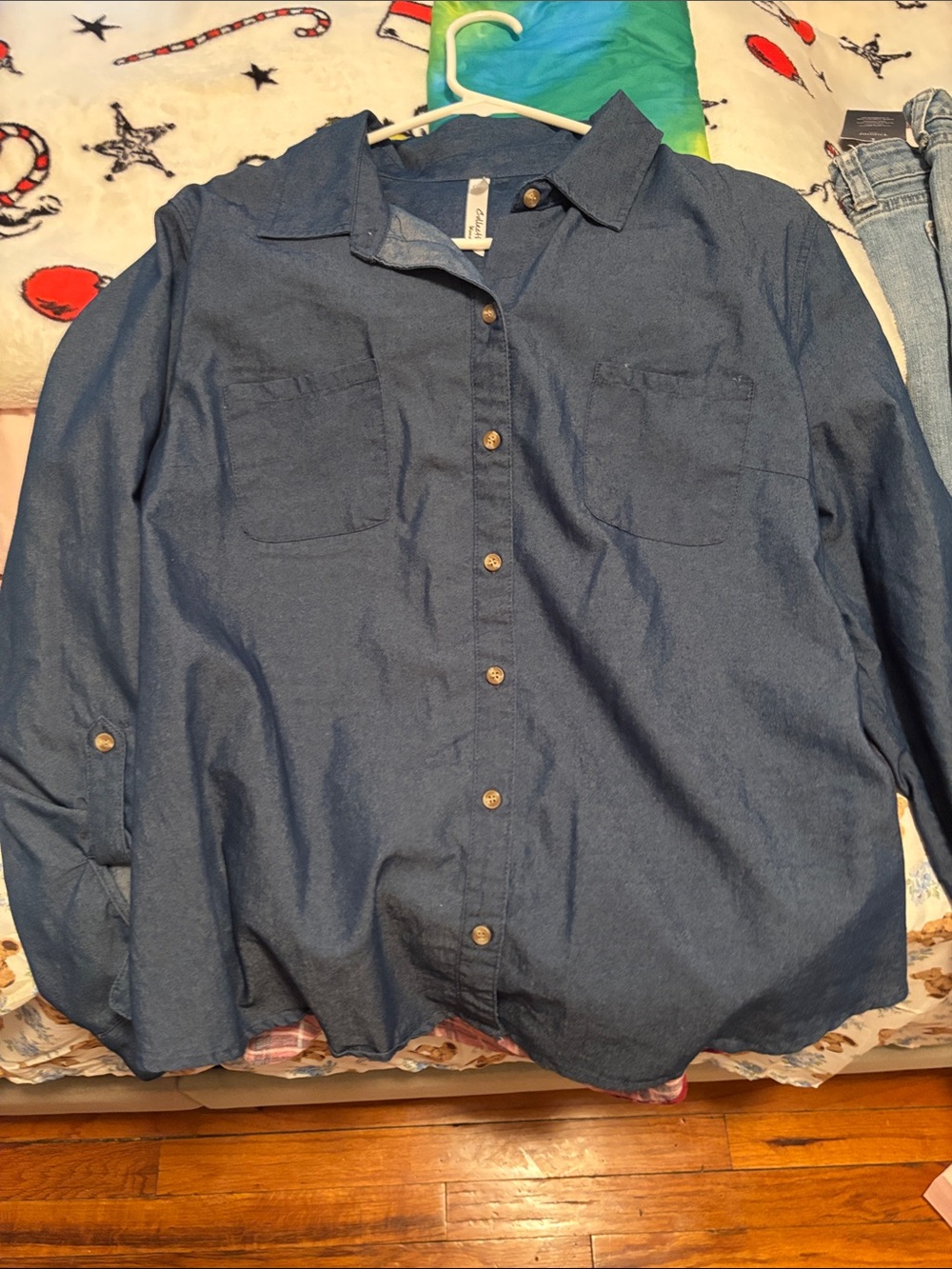 Collection B Navy Blue Casual Button-Down Shirt